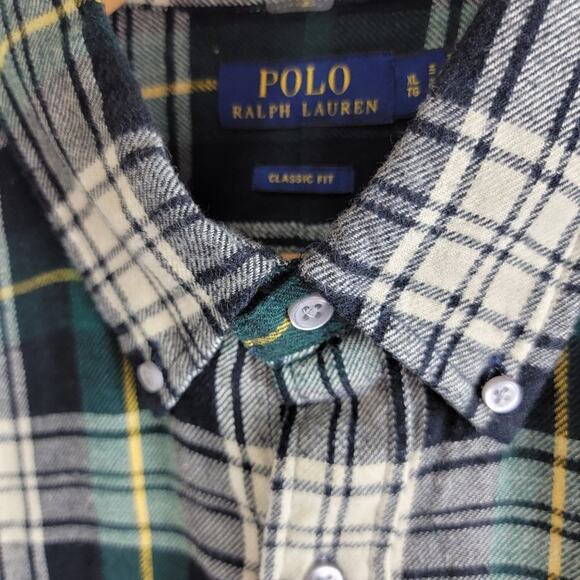 Polo Ralph Lauren Mens Cotton Tartan Plaid Twill Button Down Shirt size XL Green - Picture 4 of 12